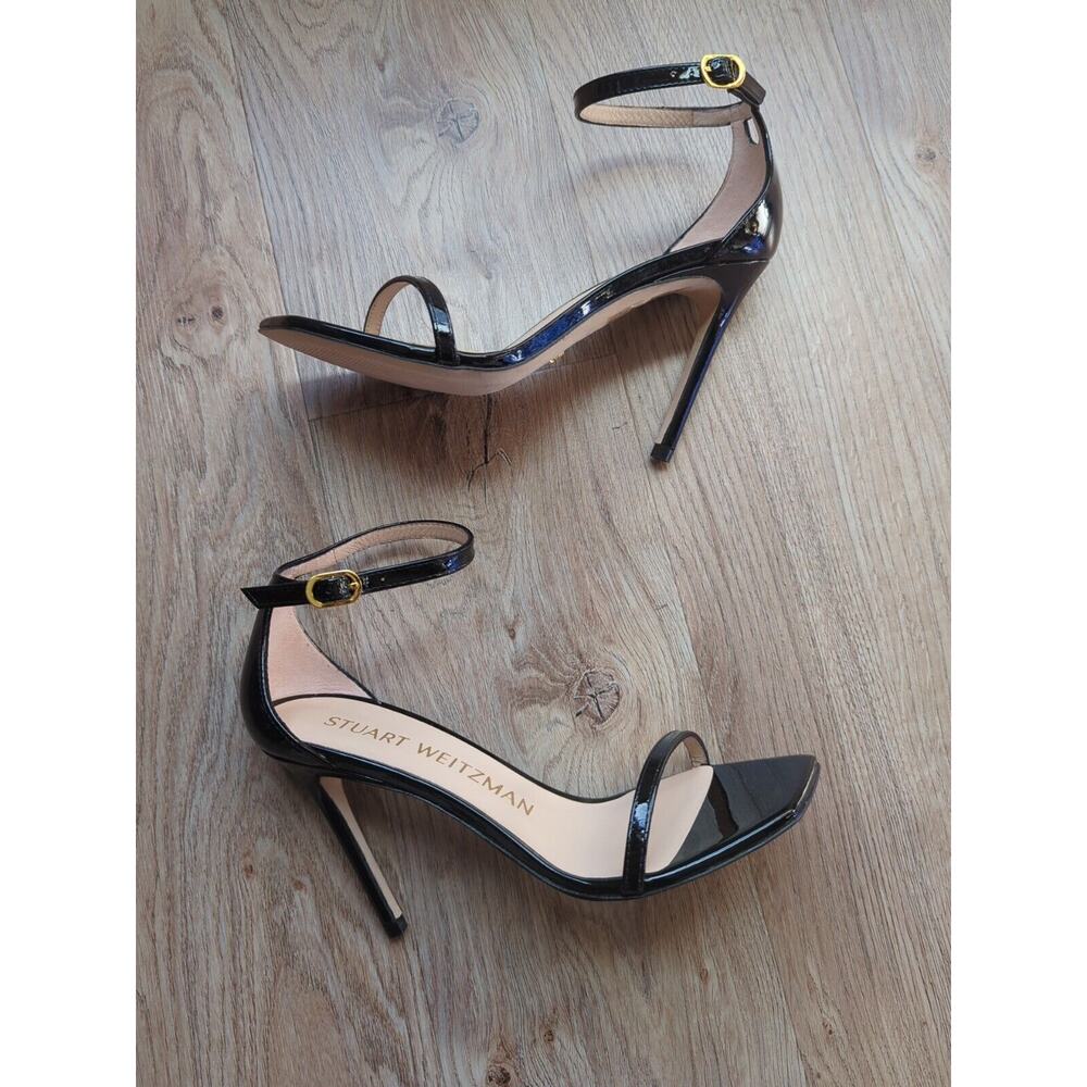 Stuart Weitzman Nudistcurve 100 Nudist Patent Sandal Stiletto Heels Womens 10 - Picture 5 of 16